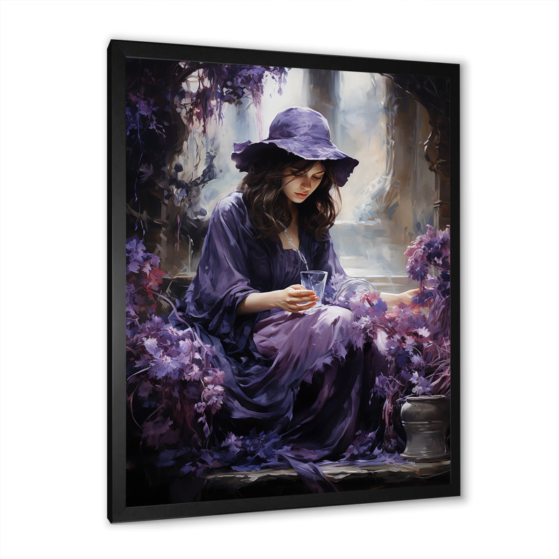 Wisteria Witch - impression, Cadre simple noir, H 20 po x l 12 po x P 1 po