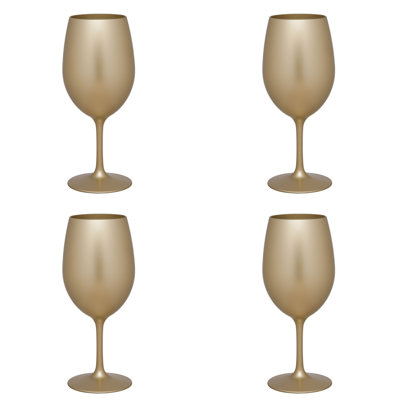 Ensemble de quatre verres à vin tout usage à pied en acrylique doré
