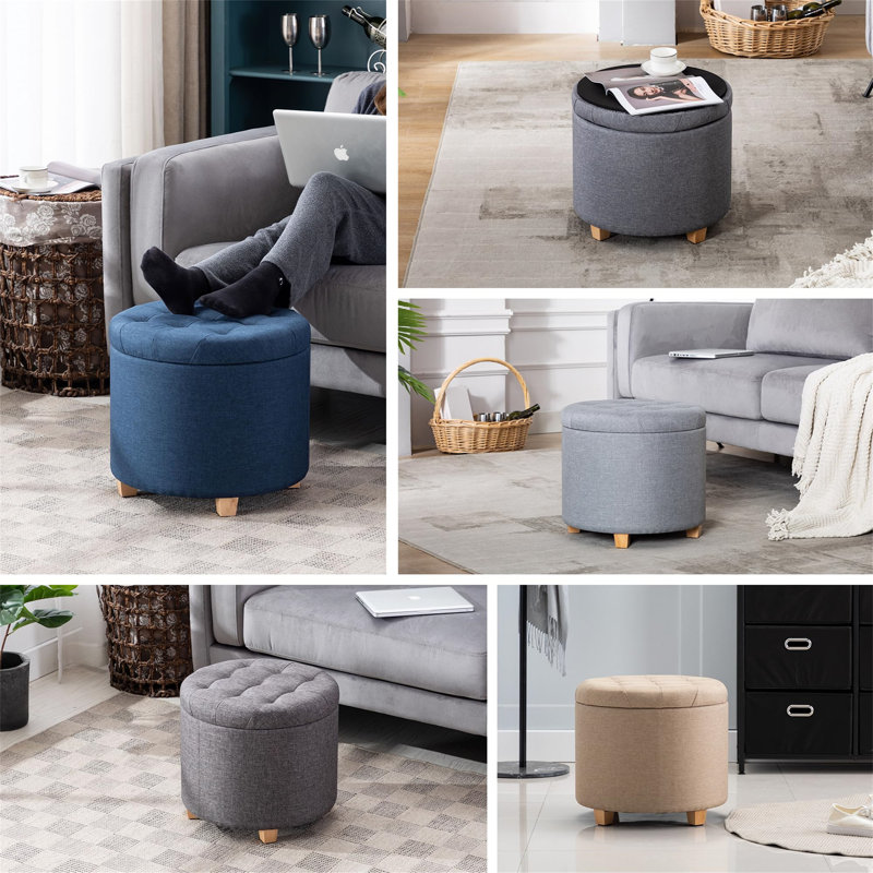 45cm Wide Footstool Ottoman, Orange
