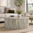 Solid Mango Wood Drum Coffee Table In White Wash