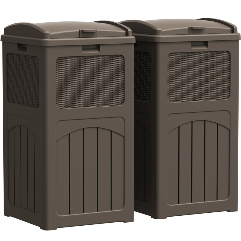 Ensemble de 2 poubelles 35 gallons, Brun