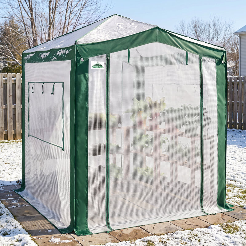 6' W x 8' D Hobby Greenhouse, White/Green