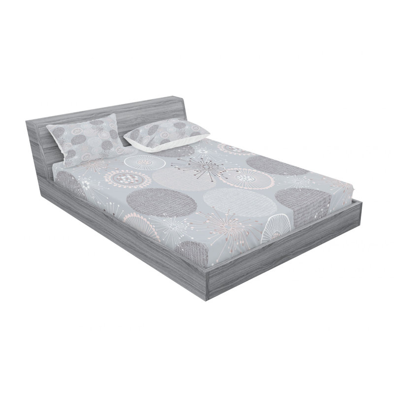 Ensemble de draps ronds ronds circulaires tons, Ensemble de draps pour lit double avec un drap-hou
