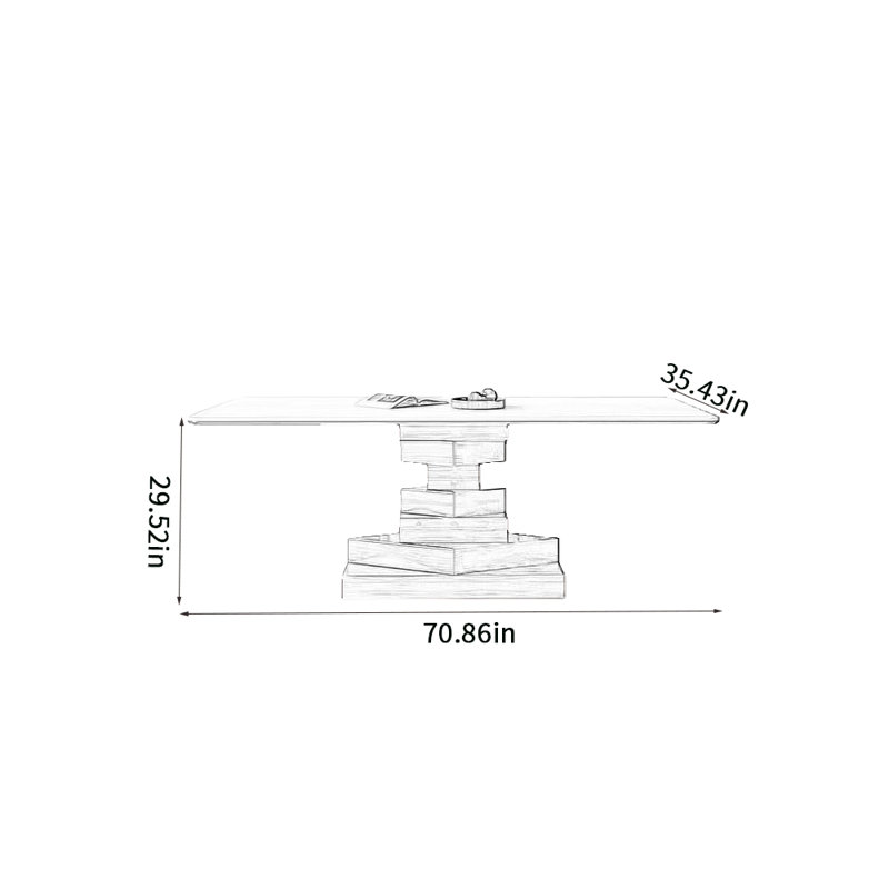 Shelinda Solid Wood Base Dining Table, 29.52"H x 70.86"L x 35.43"W