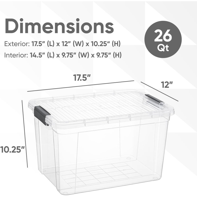 Ensemble de 8 bacs de rangement transparents Latitude Run® avec couvercles en plastique pour la maison, 26 pintes
