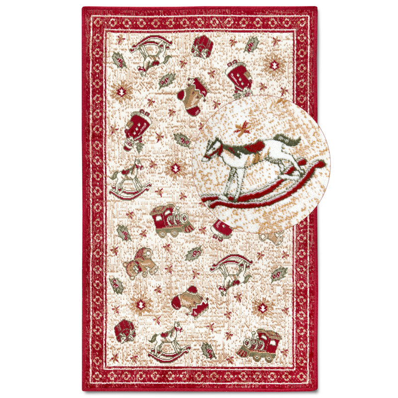 Toy's Delight Nostalgic Shine Design rug for the living room, dining room or hallway, White / opaline