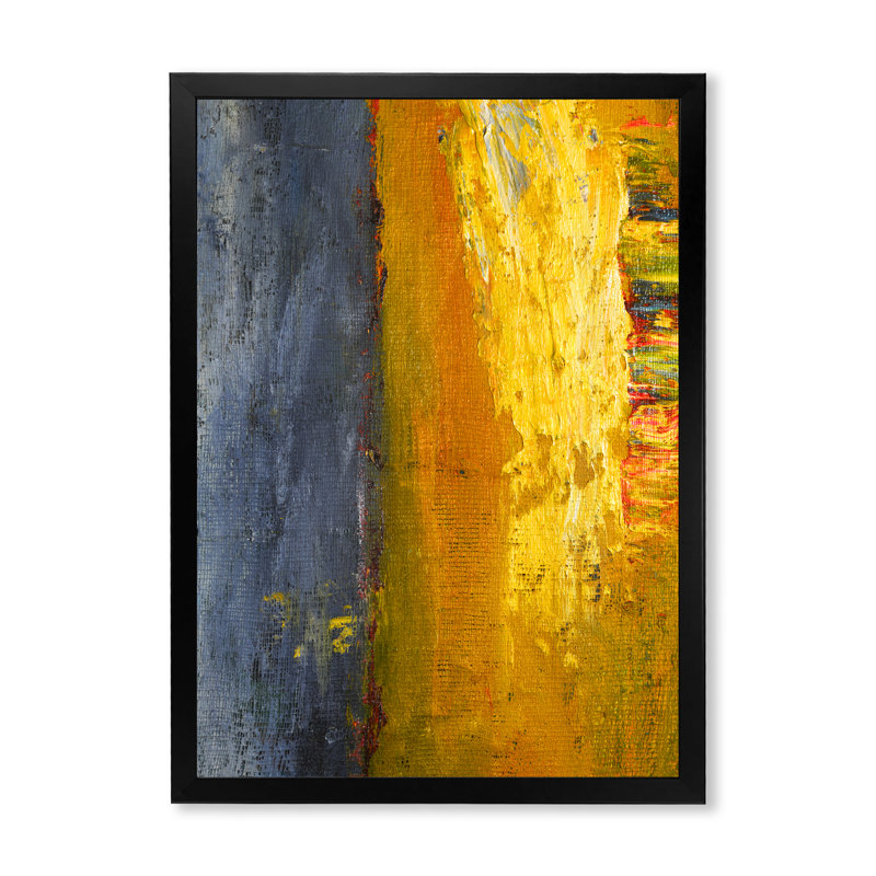 Motif de toile grunge et jaune - Illustration moderne et contemporaine sur toile, Impression noire sur toile encadrée