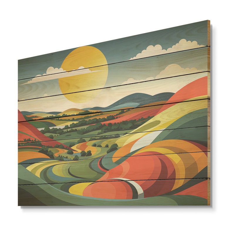 Multicolore «Bold Country Side Landscape I», prairie sur bois, H 24 po x l 32 po