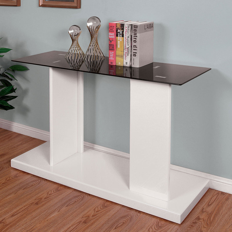 Table de canapé contemporaine 47,6 ", noir / blanc, Blanc