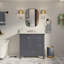 Ensemble de meuble-lavabo simple 36 po avec meuble gris marine et comptoir en marbre de Carrare Maven-347682038