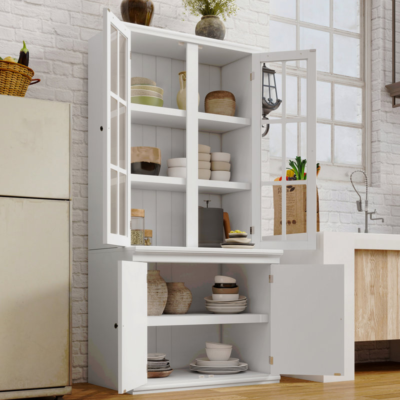 Vitrine de 75,25 pouces de hauteur avec portes doubles en verre pour le salon