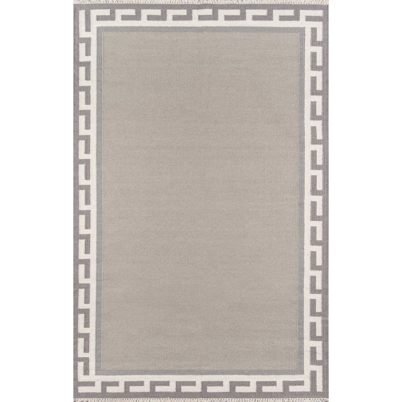 Thompson Wool Geometric Area Rug in Gray, Rectangle 7'6" x 9'6"