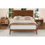 Lit plateforme en bois de bambou de style Mid-Century avec support en lattes de bois-1877752128