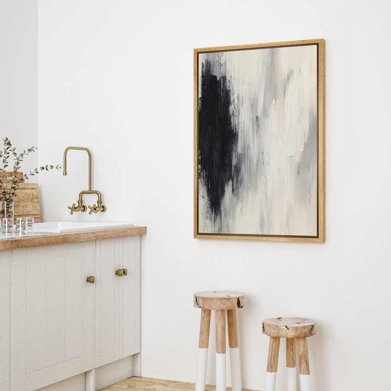 Reproduction d'art abstrait sur toile encadrée pour décoration intérieure moderne, H 36 po x l 24 po, Naturel