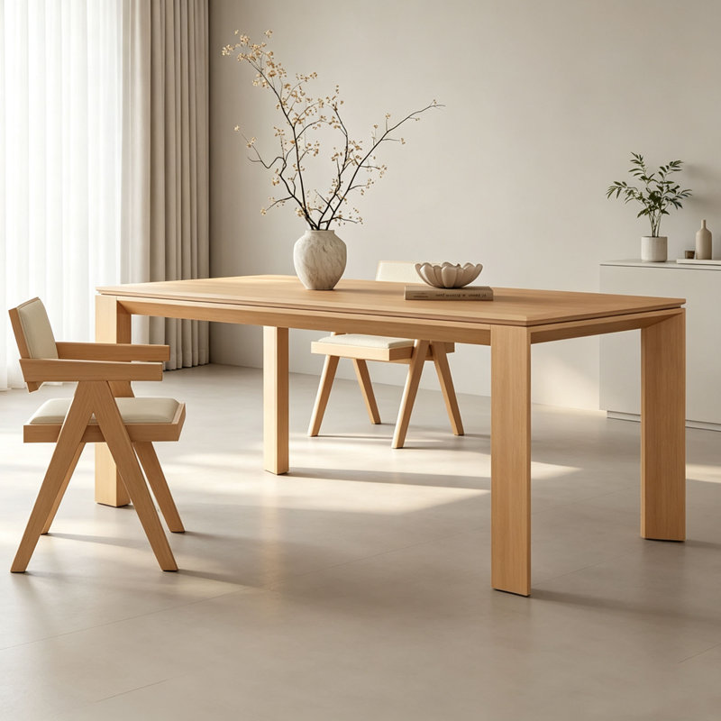 Table de salle à manger en bois de frêne naturel, H 29,5 po x l 78,7 po x P 31,5 po, 5 Pieces: Table, 4 Chairs