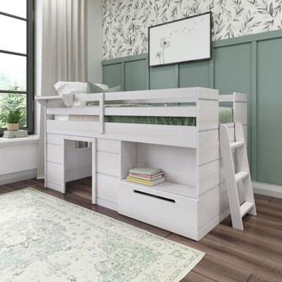 Jearl Full Size Wood Loft Bed With Built-in Wardrobes, Cabinets and Drawers