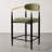 Modern Chenille Bar Stool With Backrest And Gold-Accented Frame-1780583449
