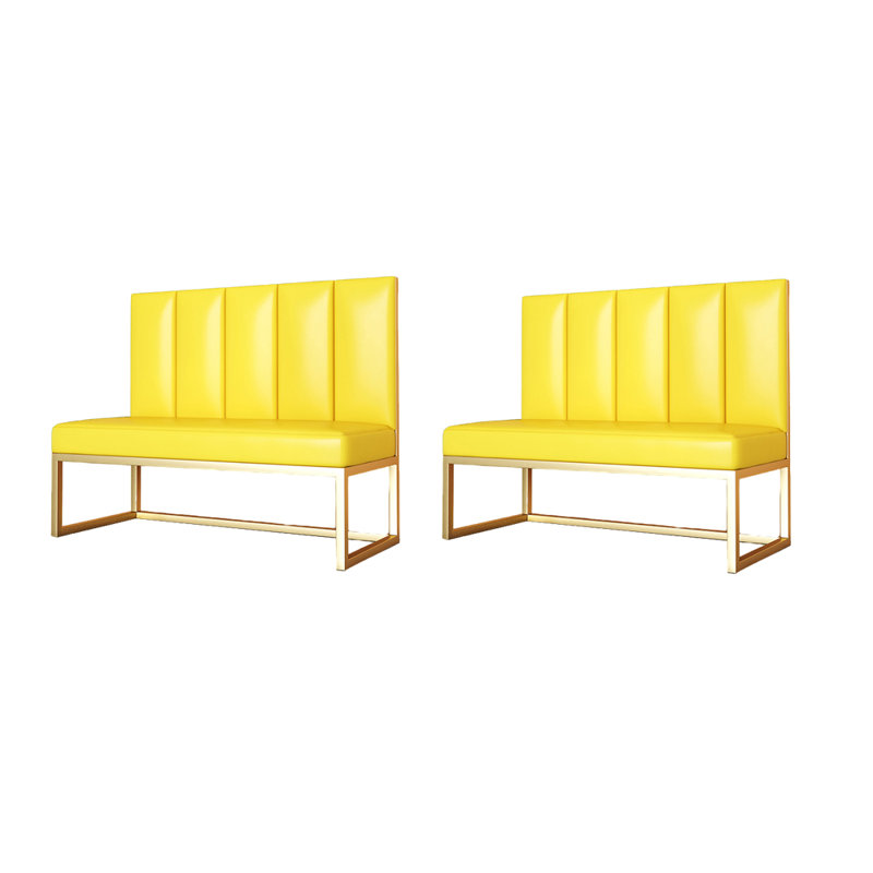 Banc rembourré en similicuir Simple Leisure Cafe, Jaune