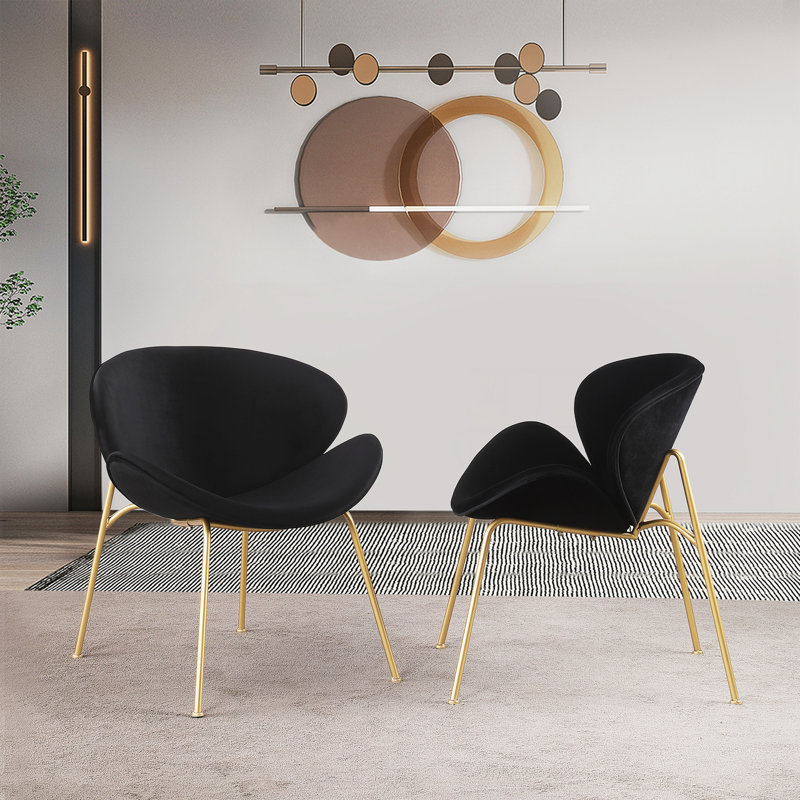 Kuhlman Velvet Side Chair Dining Chair, Black