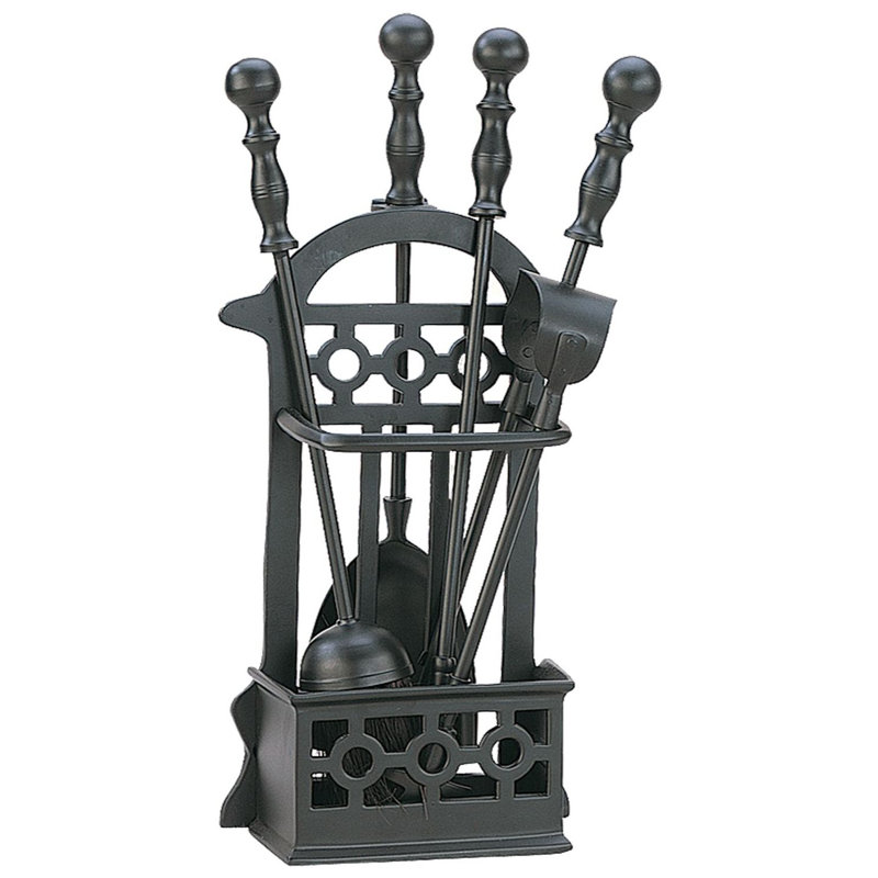 Iron Fireplace Tool Set, Black