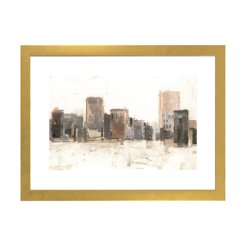 «City Vista I» par Ethan Harper - reproduction d'art, H 24 po x l 32 po x P 1 po, Papier encadré doré, Blanc
