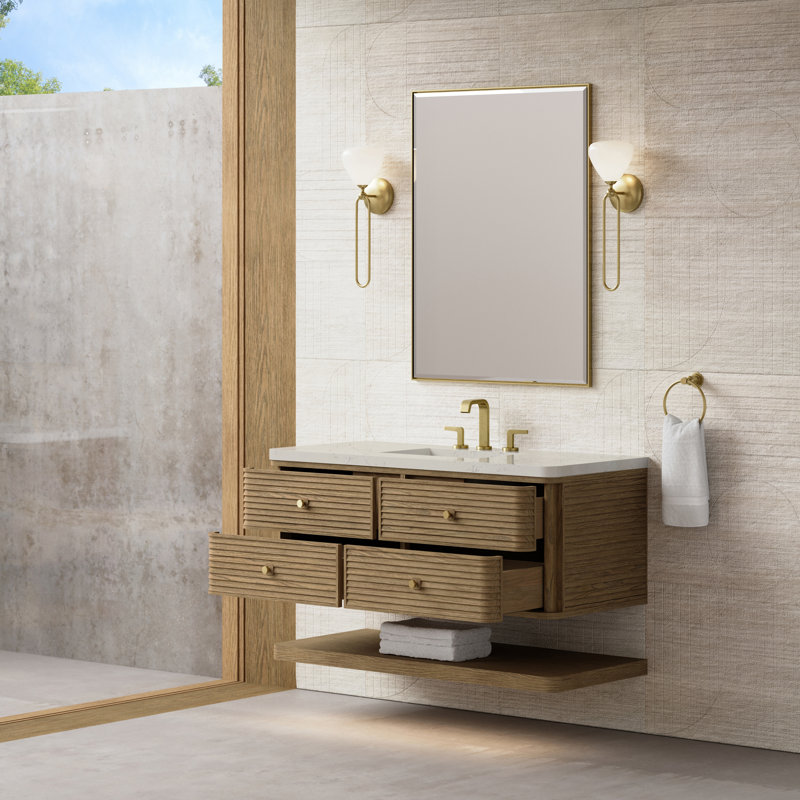 Allamari 48" W Single Vanity, 8" Widespread, Dune Mist, Siberian Silestone