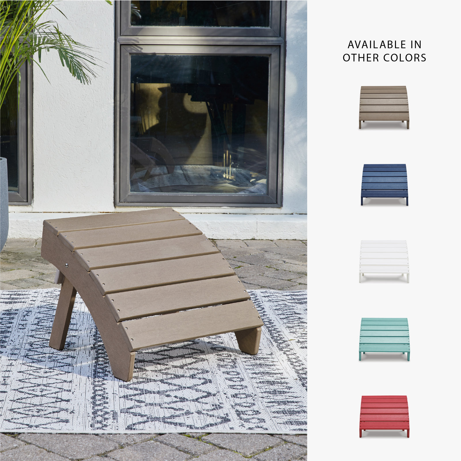 Emory Outdoor Ottoman, Grayish Brown