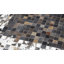 Tapis brun et ivoire en cuir véritable fabriqué à la main Modern-1422304945