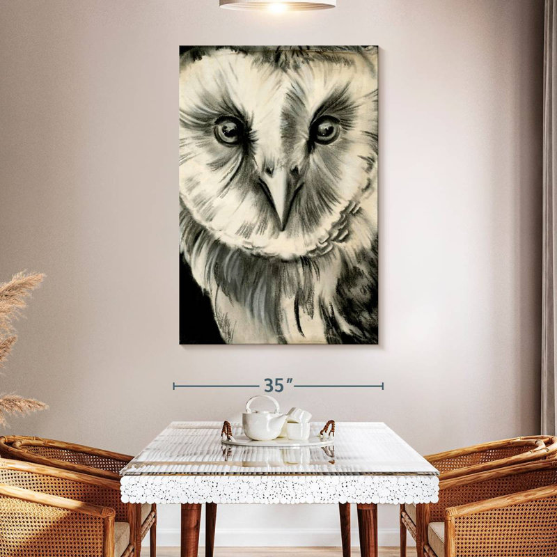 Brampt Charcoal Owl II, 51" H x 34" W