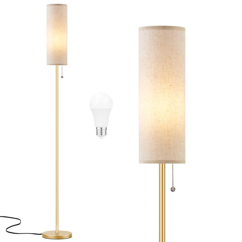 Lampe sur pied 64 po, Beige, Doré