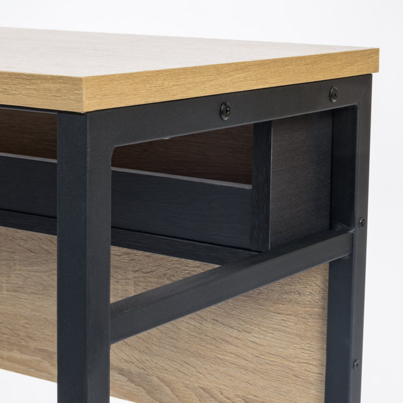 Large Black Adjustable Height Wood Computer Desk