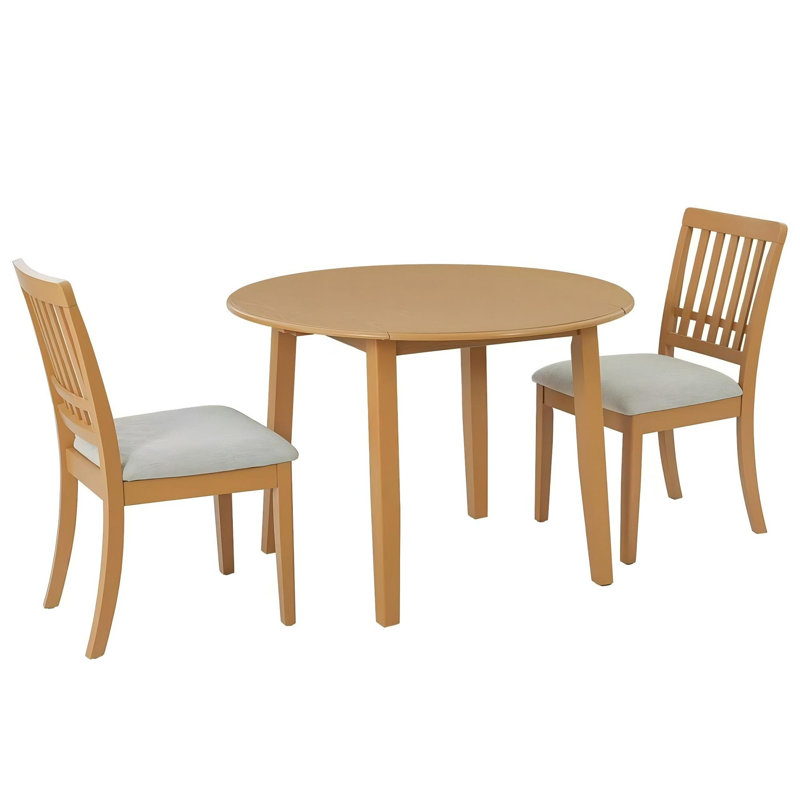 Ensemble repas 3 pièces pour 2 | Table pliante et chaises rembourrées, Light Brown