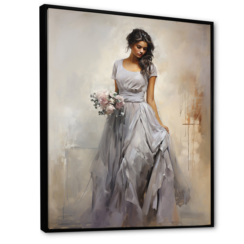 «Gray Dance Quiet Contemplation IV», art mural sur toile, Cadre flottant noir, H 32 po x l 24 po x P 1 po