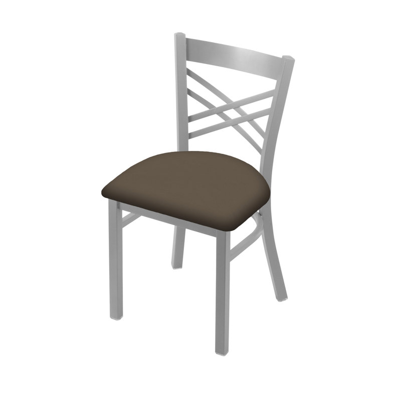 Catalina 18'' H Upholstered Metal Side Chair, Anodized Nickel, Vinyl-Canter Earth