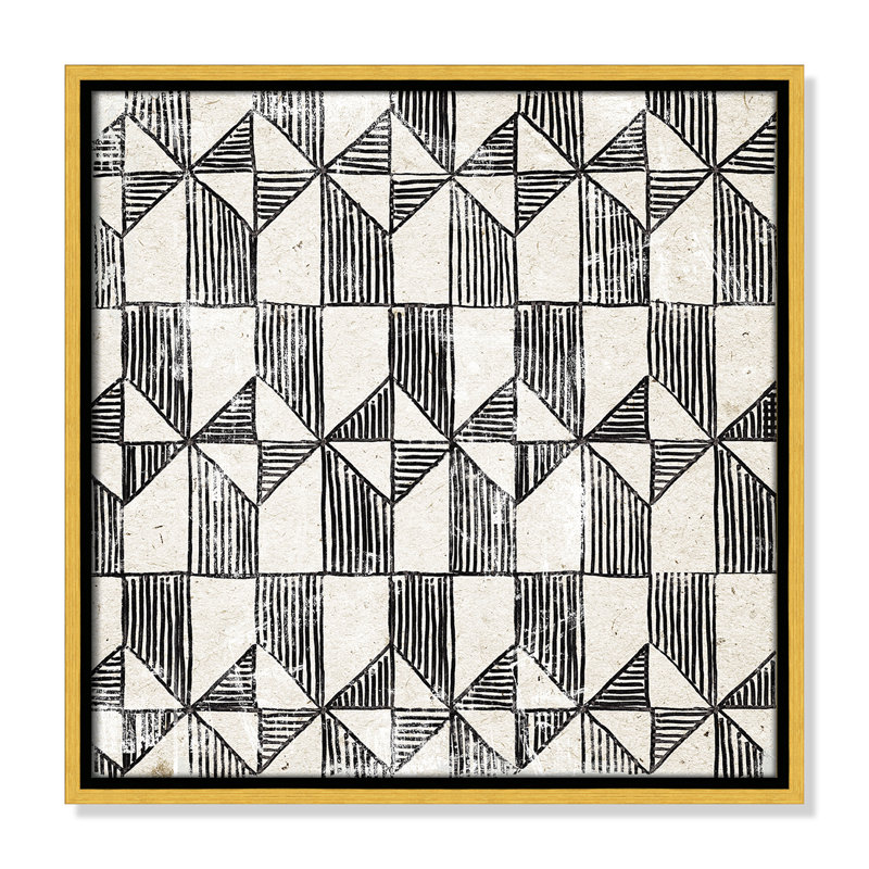 «White Art Deco I» par Aimee Wilson, Framed Canvas, 17.5'' W x 17.5'' H, Gold Floater