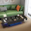 Table basse avec plateau coulissant, table centrale avec compartiment de rangement caché, table extensible pour le salon
