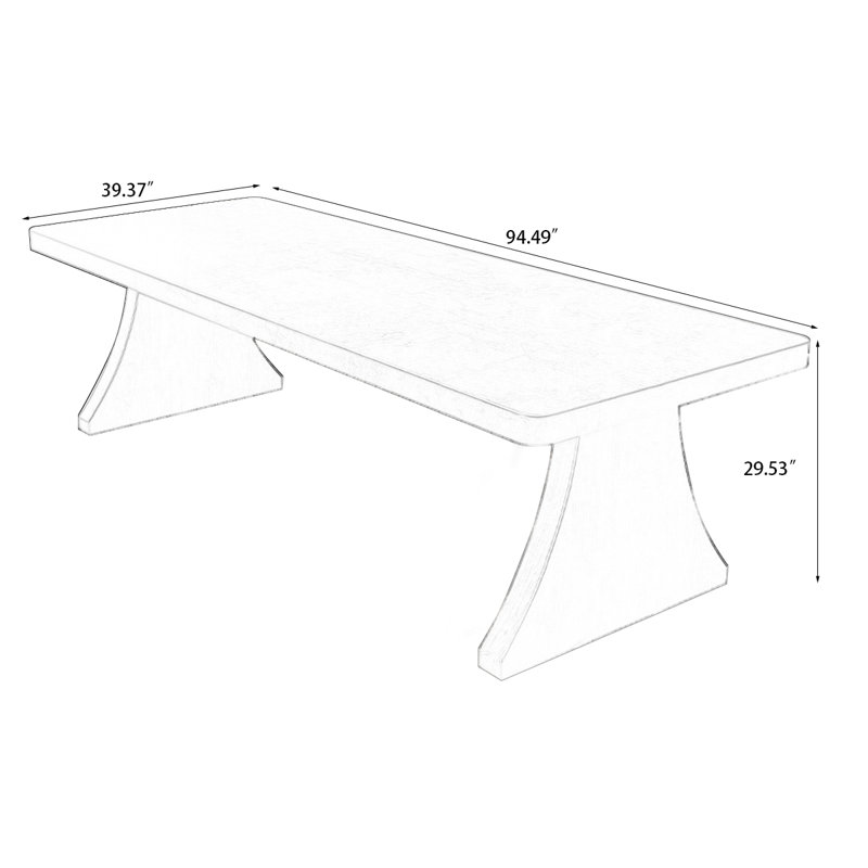 Gray Rectangular Solid wood Butterfly Leaf  Dining Table, 29.53"H x 94.49"L x 39.37"W