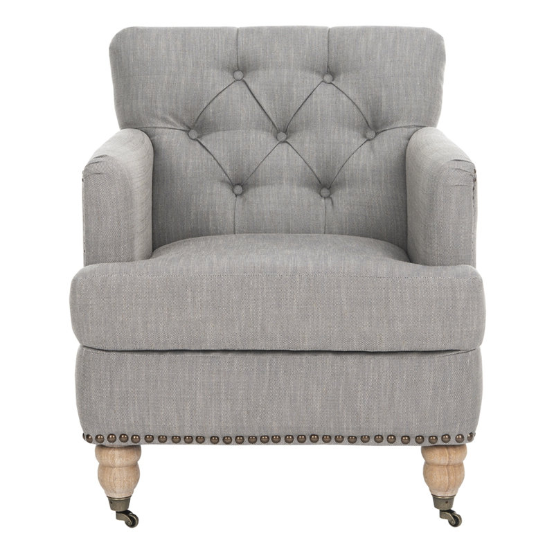 Atkison Upholstered Club Chair, Gray 100% Linen