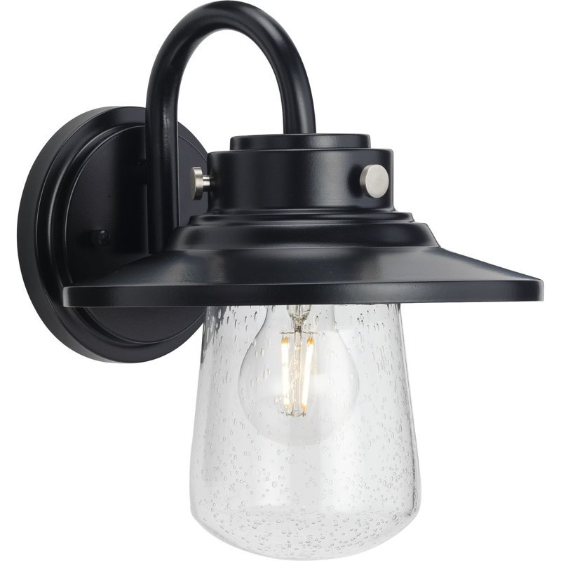 Lanterne murale d'extérieur en verre martelé H 11 po Frampton, Noir