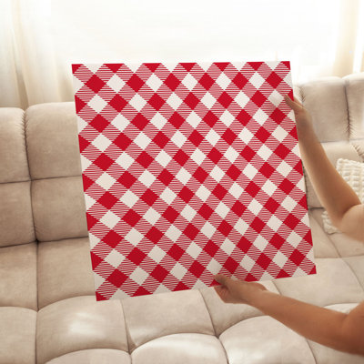 Abstract Red Plaid Pattern IV Modern Unframed Art Print
