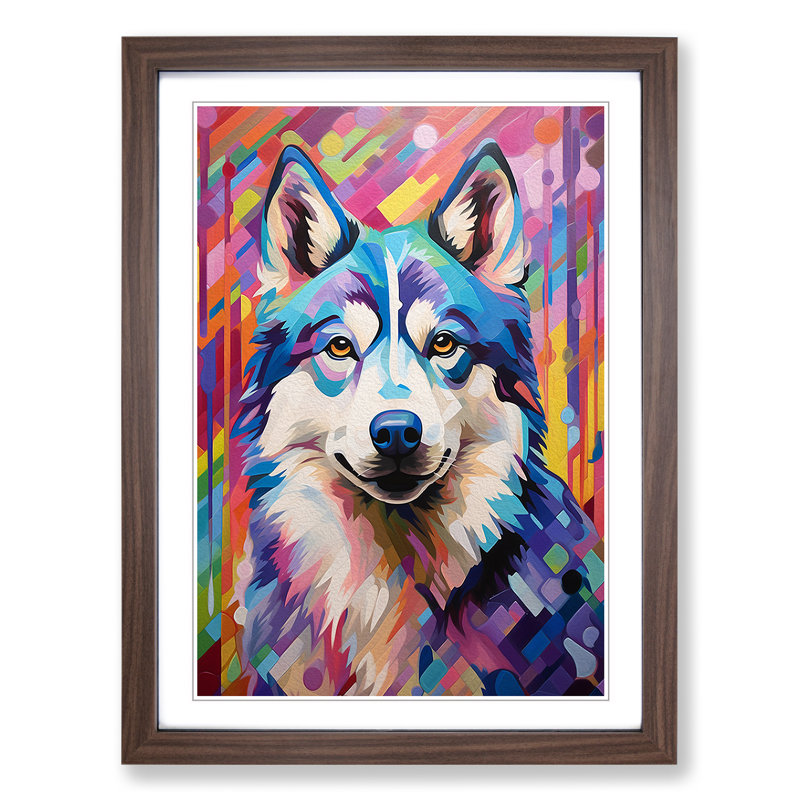 Husky Colour Field - Framed Print, Walnut Framed, 64cm H x 46cm W x 2cm D