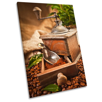Coffee Grinder Beans - Wrapped Canvas Print