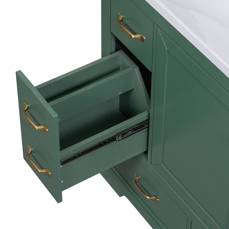 Meuble-lavabo 36 po sans lavabo, Vert, Doré