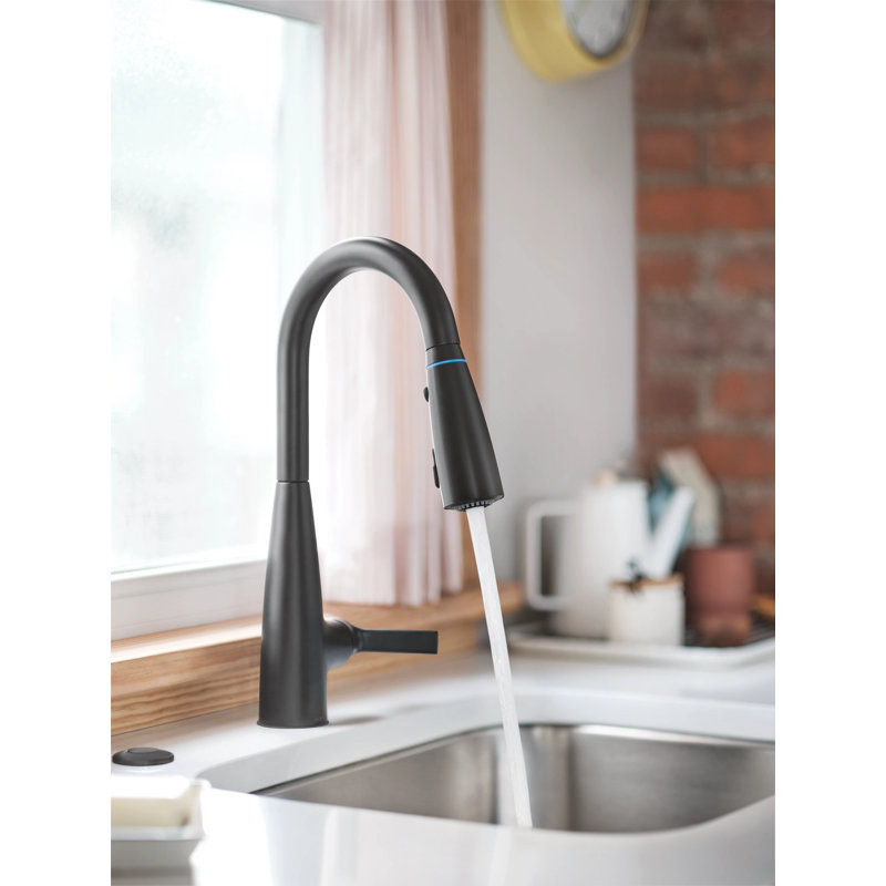 Robinet de cuisine à poignée simple Haelyn Touchless, Noir mat 2