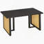 Ensemble de salle à manger de style campagnard 7 pièces avec placage en chêne patiné et chaises en rotin pour des réunions de famille douillettes-1368706224