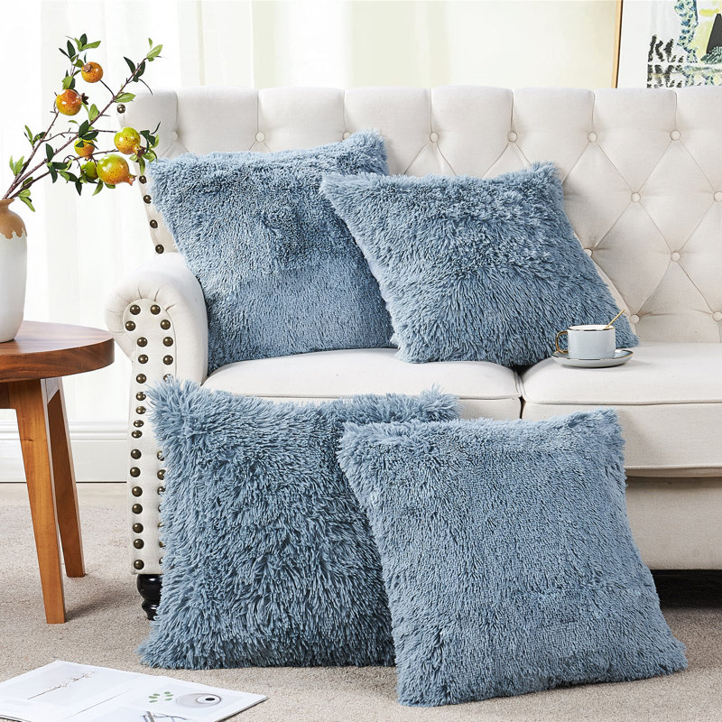 Square Cushion Cover, Silver Blue