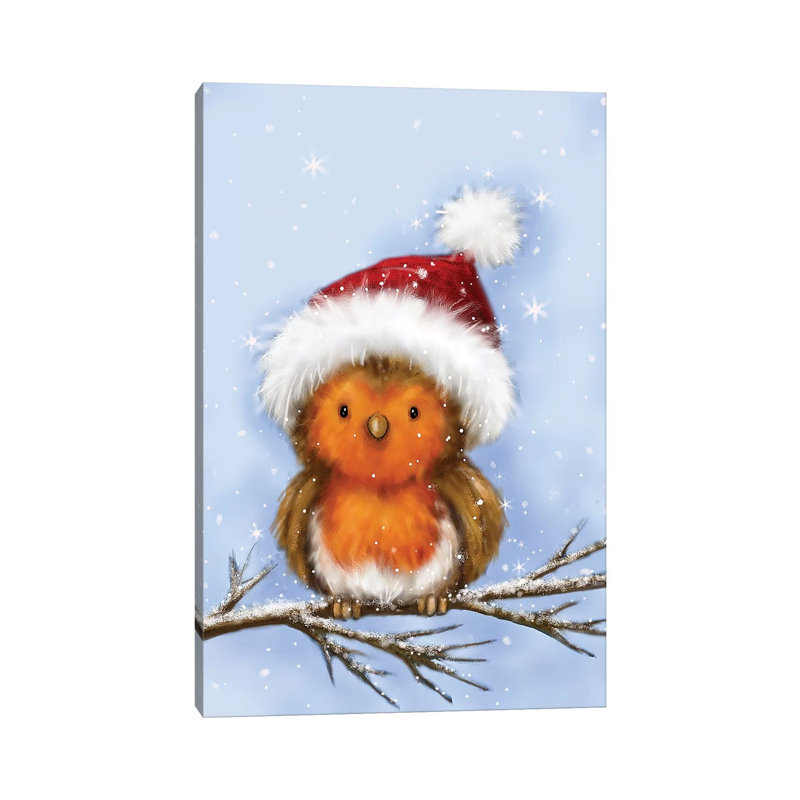 Robin by MAKIKO - Wrapped Canvas Painting, 30.48cm H x 20.32cm W x 1.91cm D