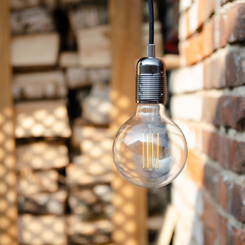 Rona 5 - Light Bulb Pendant, Nickel, 157cm H x 7cm W x 4cm D