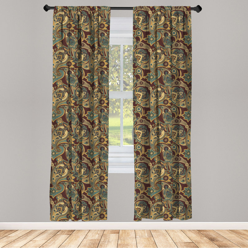 Paisley Floral Semi-Sheer Rod Pocket Curtain Panels, 28" x 84"