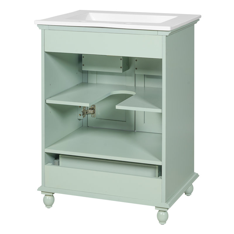 Meuble-lavabo 24 po avec lavabo en céramique, Vert